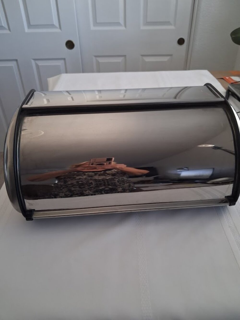 Vintage Stainless Steel Roll-Top Bread Box